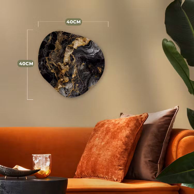 Forme organique - Forex - Marbre - Noir - Or - Abstrait — 4