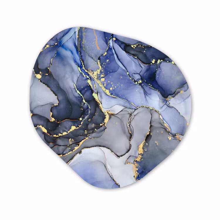 Forme organique - Forex - Marbre - Or - Abstrait - Bleu — 1
