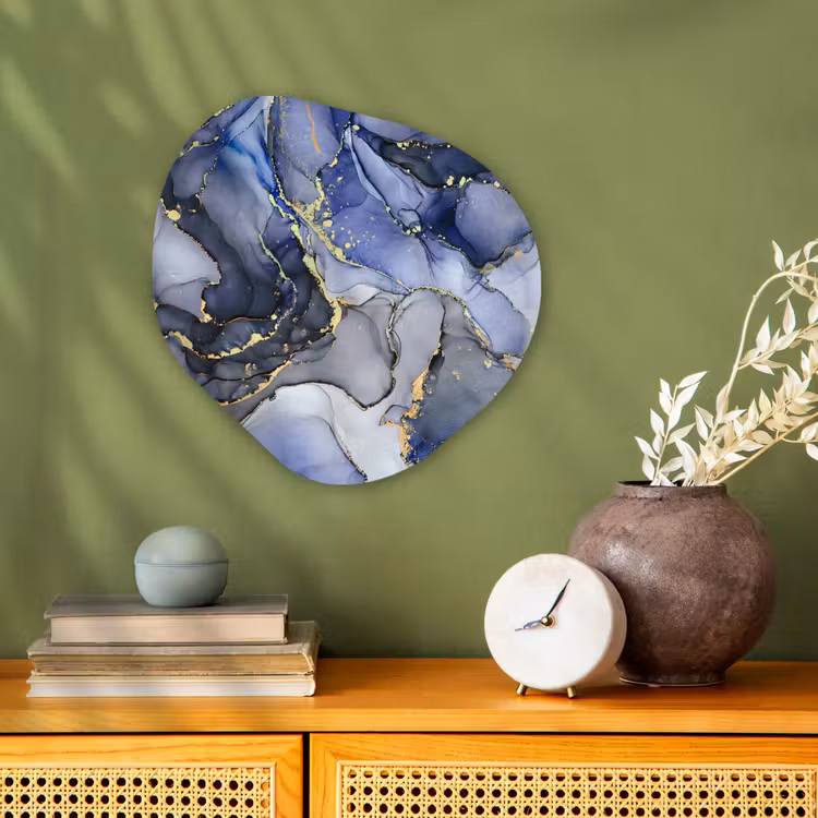 Forme organique - Forex - Marbre - Or - Abstrait - Bleu — 2