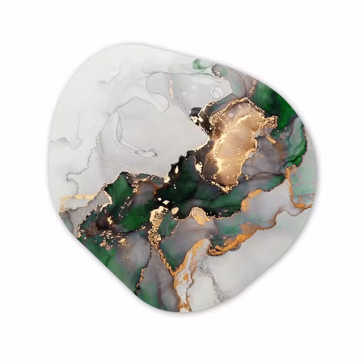 Forme organique - Forex - Marbre - Or - Vert - Luxe — 1
