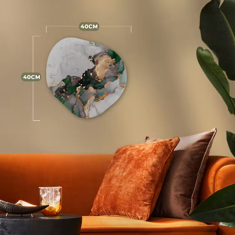 Forme organique - Forex - Marbre - Or - Vert - Luxe — 4