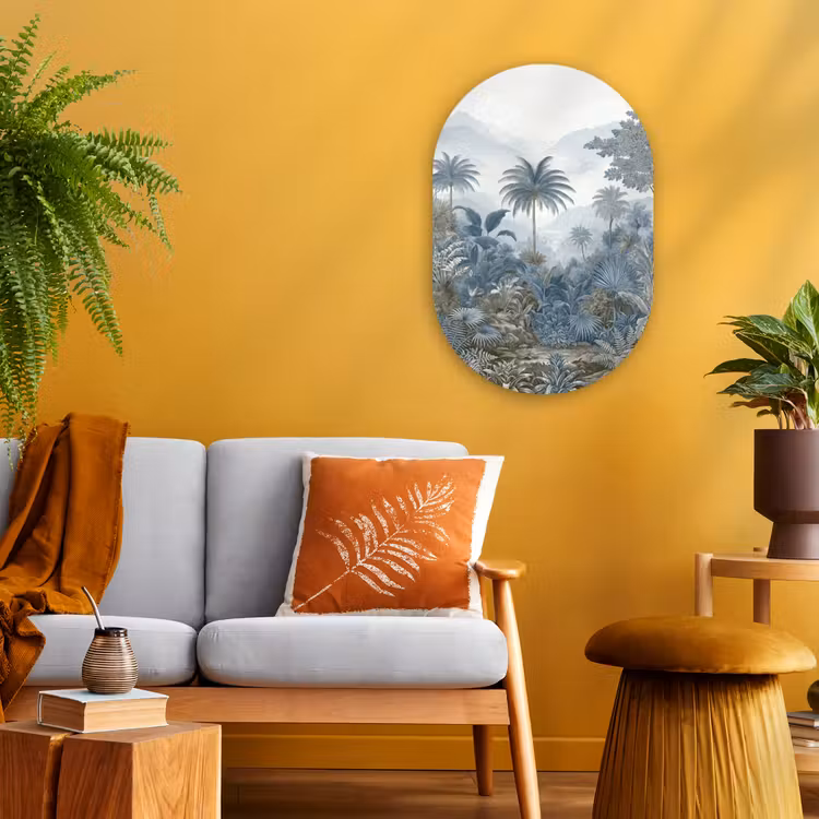 Murale ovale - Forex - Jungle - Moderne - Bleu - Vert — 1