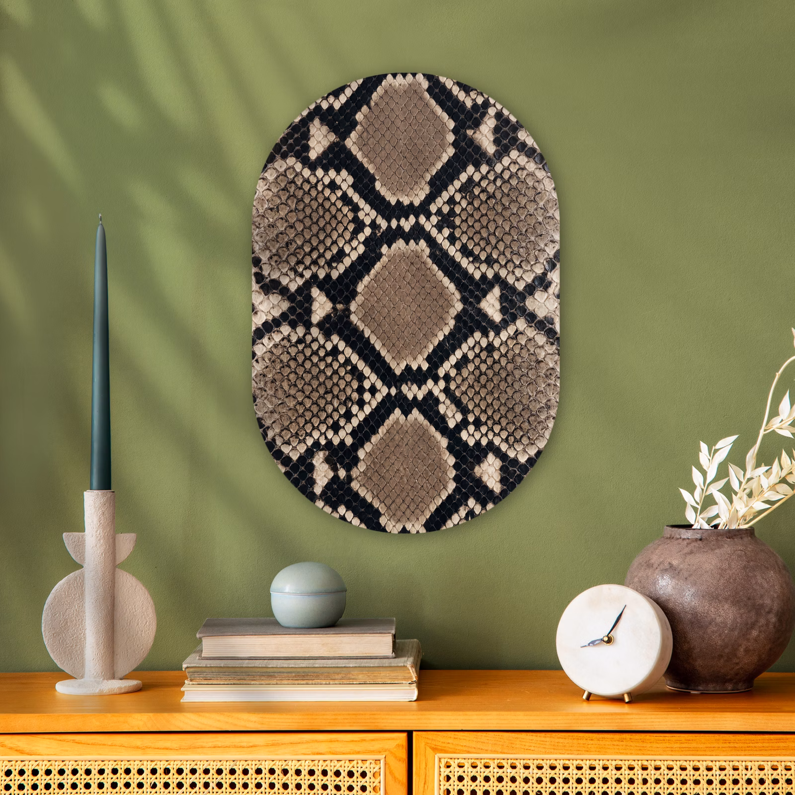 Murale ovale - Forex - Imprimé serpent - Python - Marron — 1