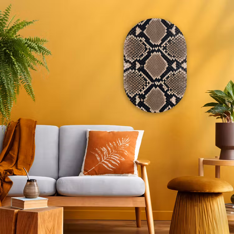 Murale ovale - Forex - Imprimé serpent - Python - Marron — 2