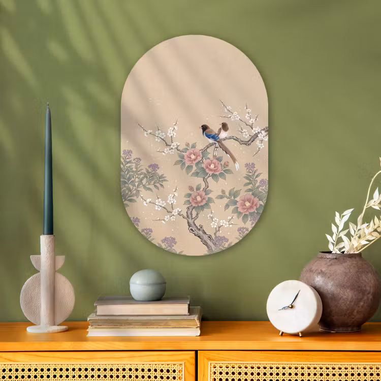 Murale ovale - Forex - Fleurs - Oiseaux - Fleurs — 2