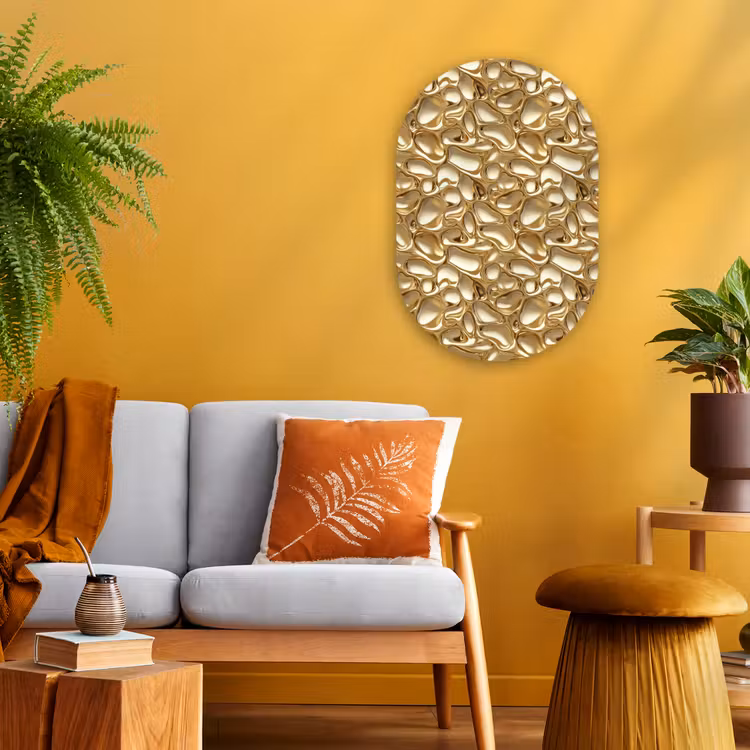 Murale ovale - Forex - Abstrait - Moderne - Or — 1