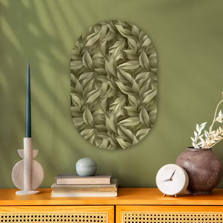 Murale ovale - Forex - Feuilles - Moderne - Vert — 2