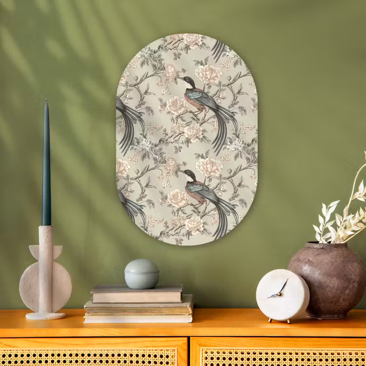 Murale ovale - Forex - Fleur - Oiseau - Coloré — 2