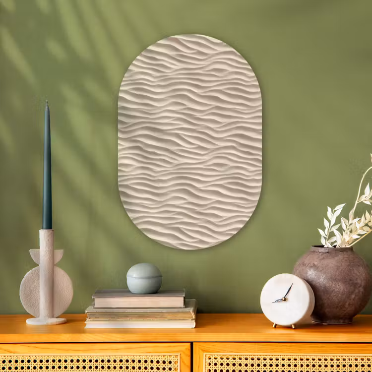 Murale ovale - Forex - Sable - Vagues - Beige — 1