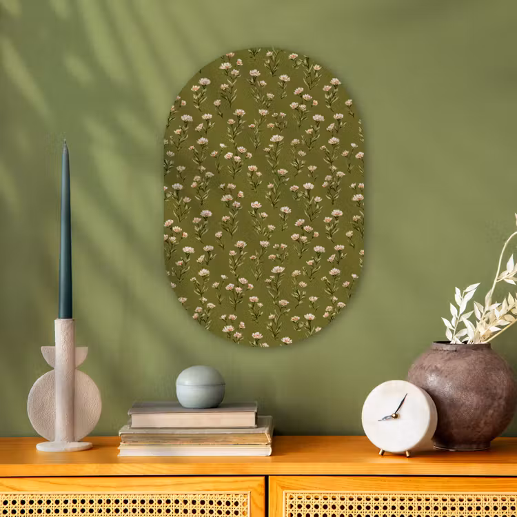 Murale ovale - Forex - Rustique - Fleurs - Vert — 1