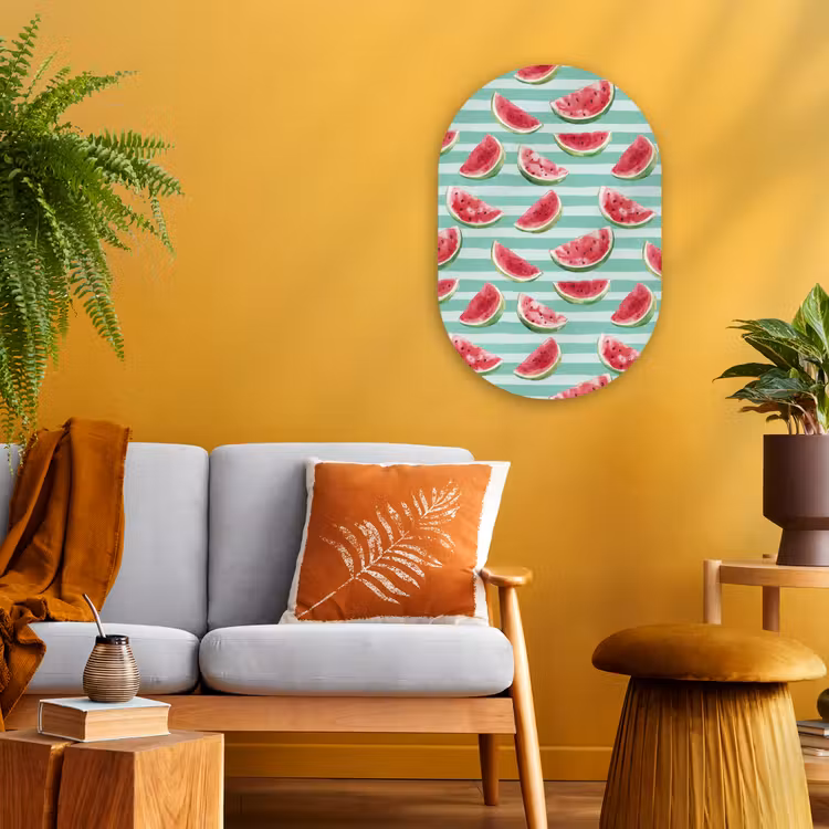 Murale ovale - Forex - Pastèque - Rayures - Vert — 1