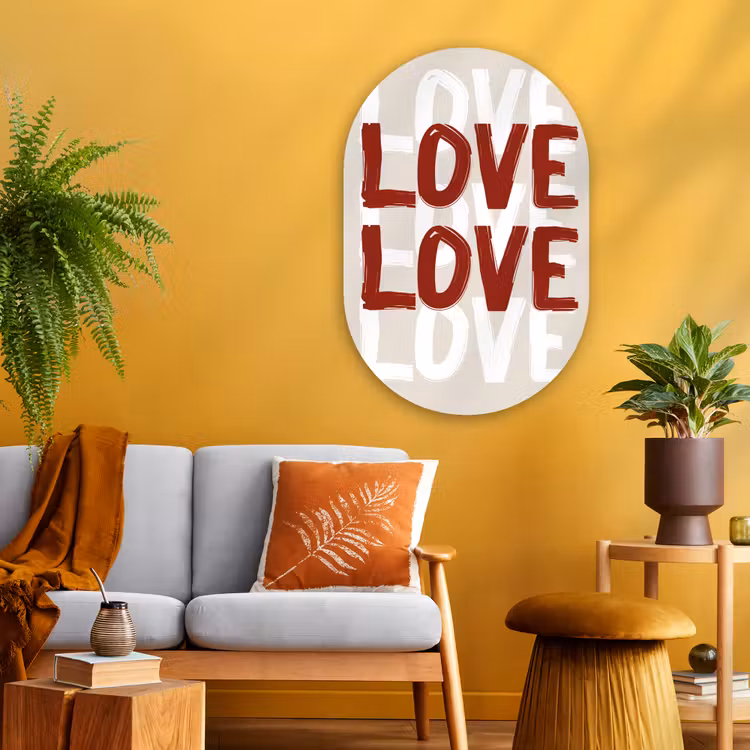 Murale ovale - Plexiglas - Amour - Rouge - Texte — 3