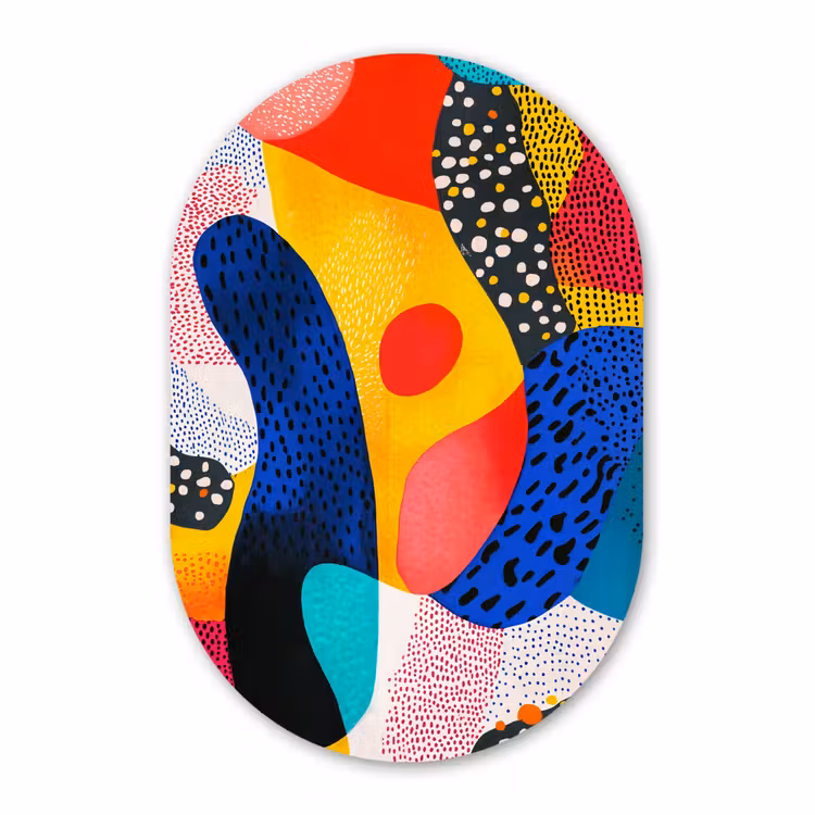 Murale ovale - Plexiglas - Formes - Abstrait - Points - Bleu — 1