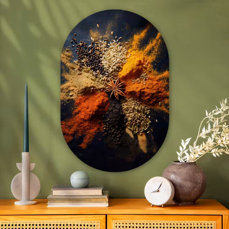Murale ovale - Plexiglas - Épices - Explosion - Orange — 2