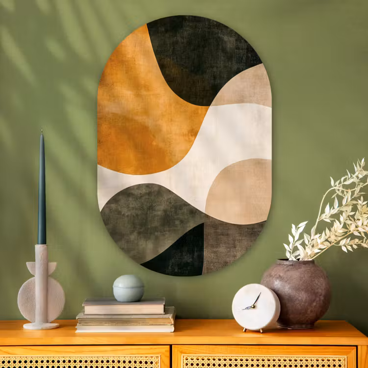 Murale ovale - Plexiglas - Formes - Ocre jaune - Abstrait — 2