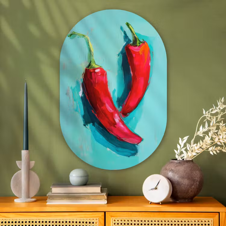 Murale ovale - Plexiglas - Piments - Teintés - Rouge — 2