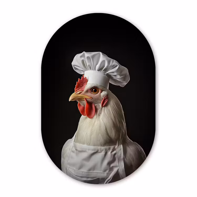 Murale ovale - Plexiglas - Cuisson - Rouge - Poulet — 1