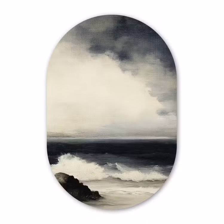 Murale ovale - Plexiglas - Mer - Roches - Tempête — 1