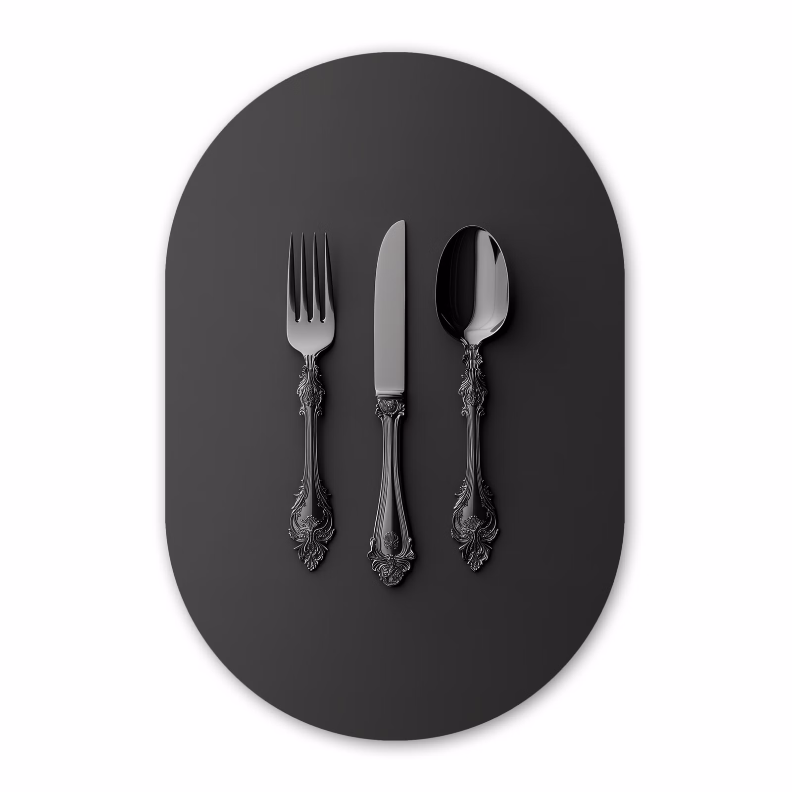 Murale ovale - Plexiglas - Couverts - Noirs — 1