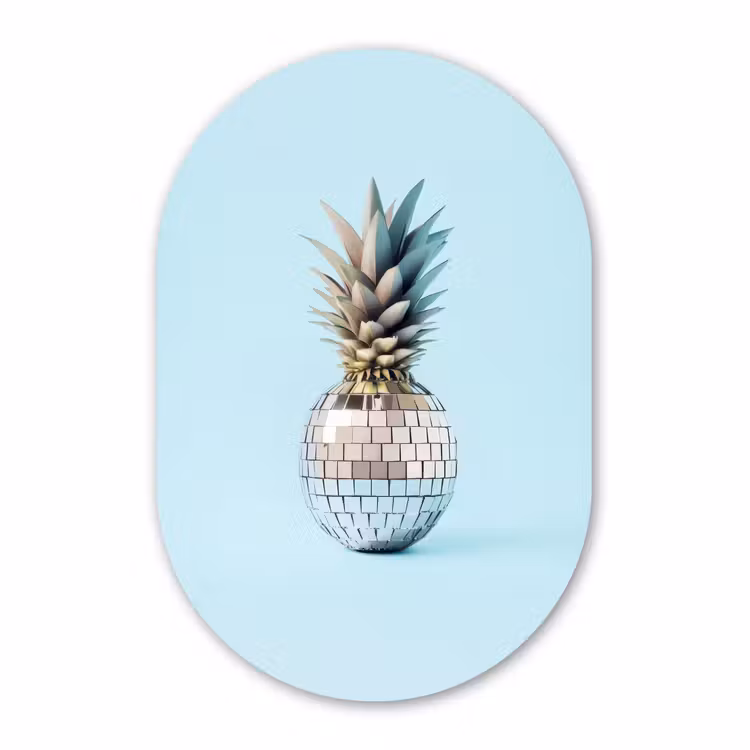 Murale ovale - Plexiglas - Bleu - Ananas - Disco - Discoball — 1