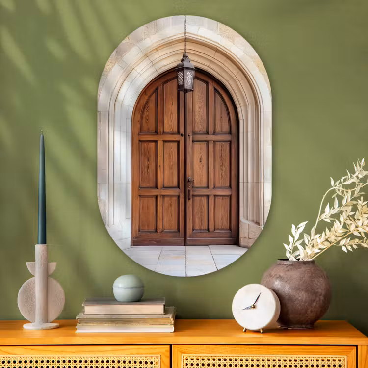 Murale ovale - Plexiglas - Bois - Porte - Lanterne — 2