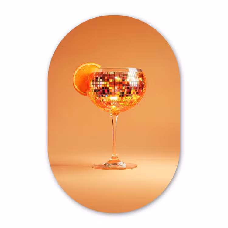 Murale ovale - Plexiglas - Boisson - Orange - Paillettes - Disco — 1