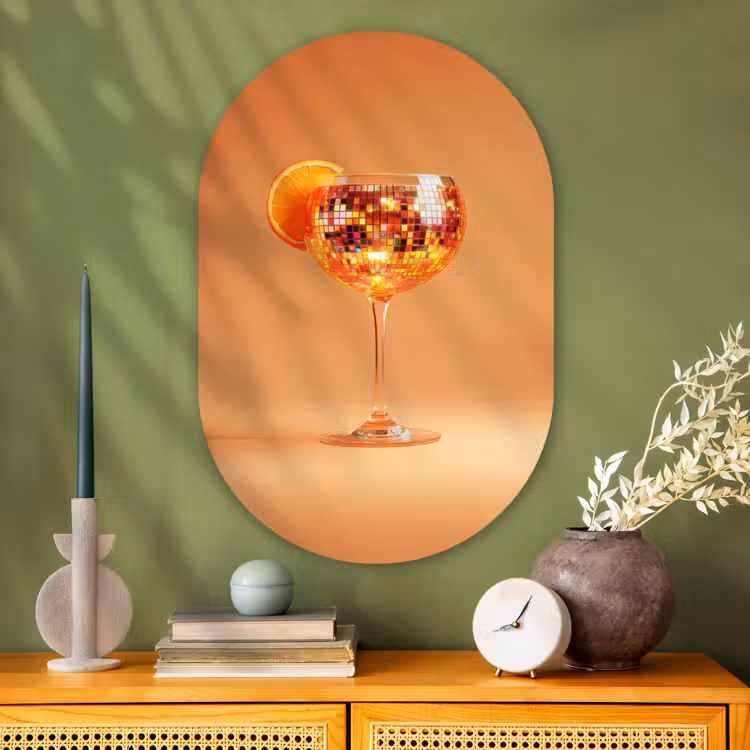 Murale ovale - Plexiglas - Boisson - Orange - Paillettes - Disco — 2