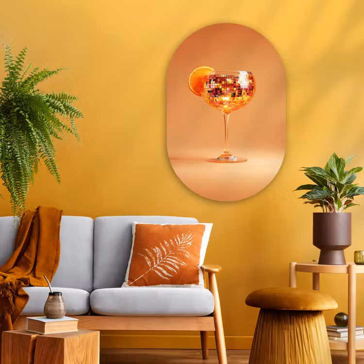 Murale ovale - Plexiglas - Boisson - Orange - Paillettes - Disco — 3