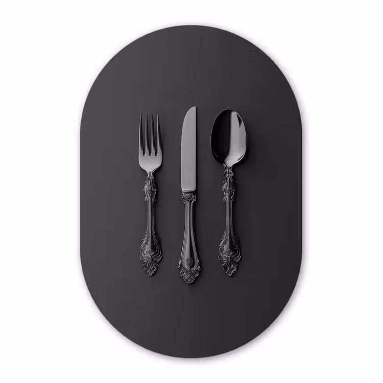 Murale ovale - Plexiglas - Couverts - Noirs — 1