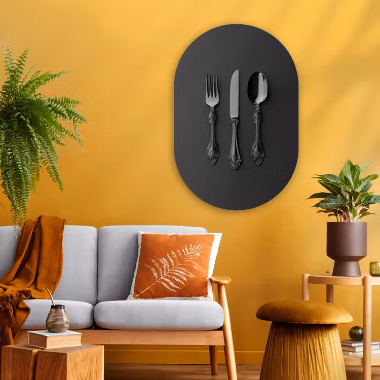 Murale ovale - Plexiglas - Couverts - Noirs — 3