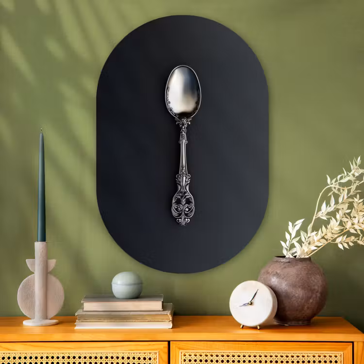 Murale ovale - Plexiglas - Cuillère - Argent - Métal — 2