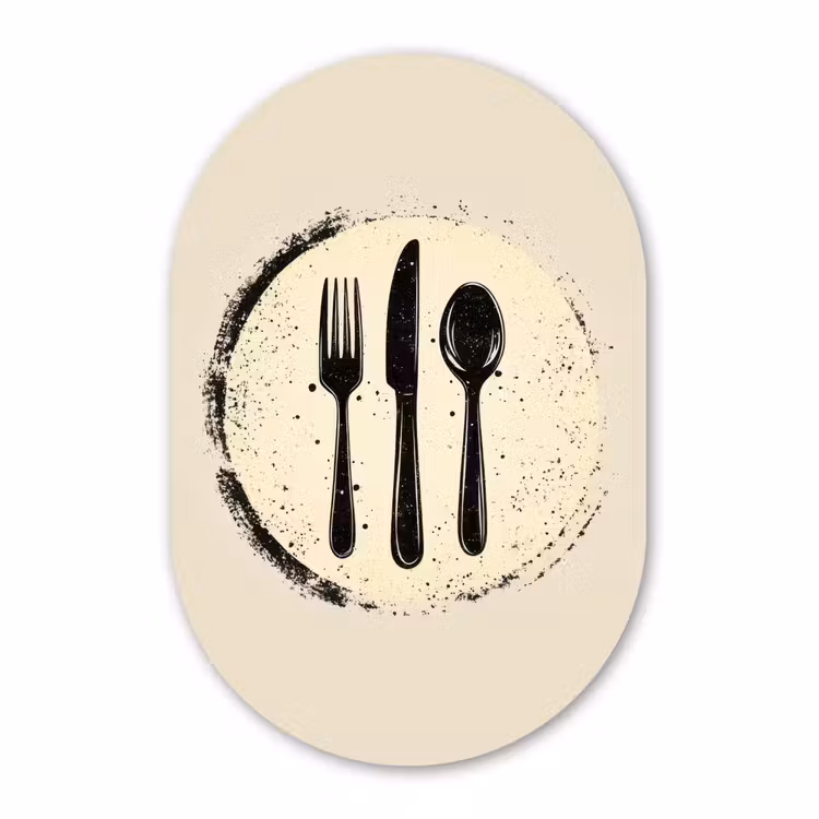 Murale ovale - Plexiglas - Noir - Couverts - Rond — 1