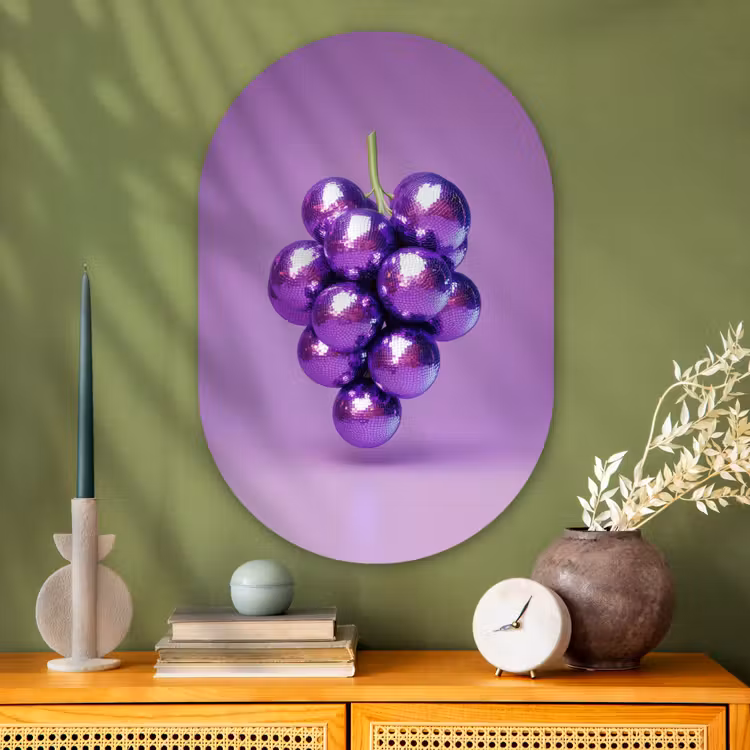 Murale ovale - Plexiglas - Raisin - Disco - Paillettes - Violet — 2