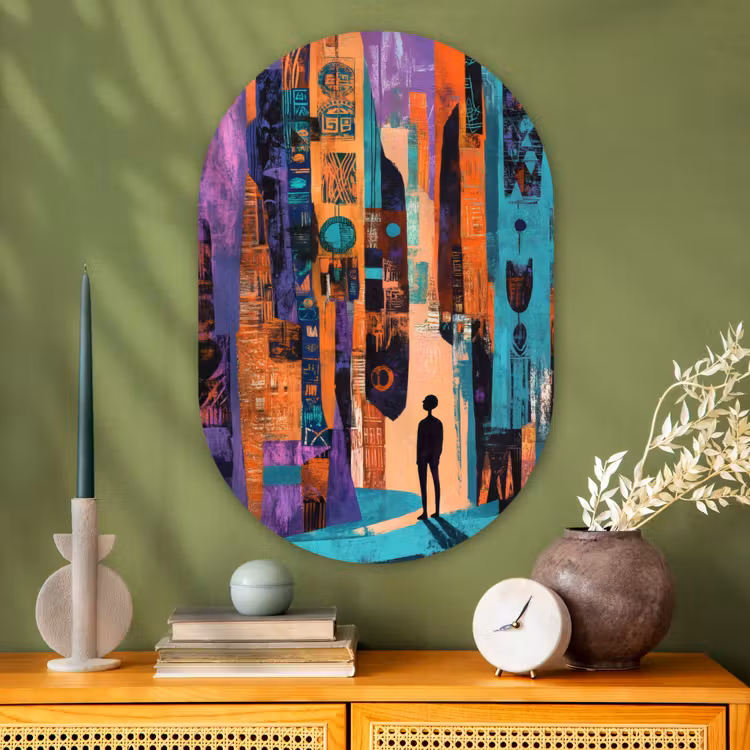 Murale ovale - Plexiglas - Abstrait - Figures - Coloré — 2
