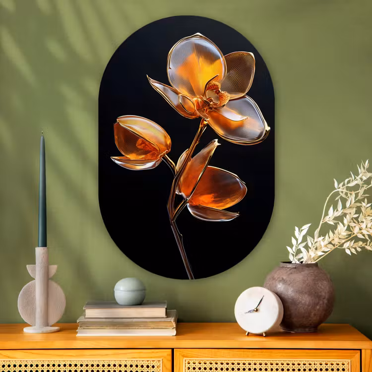 Murale ovale - Plexiglas - Fleur - Orchidée - Orange — 2