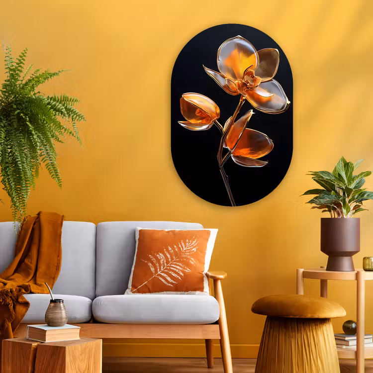 Murale ovale - Plexiglas - Fleur - Orchidée - Orange — 3