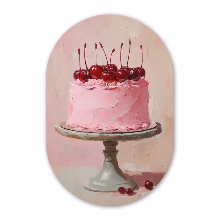 Murale ovale - Plexiglas - Gâteau - Rose - Cerise — 1