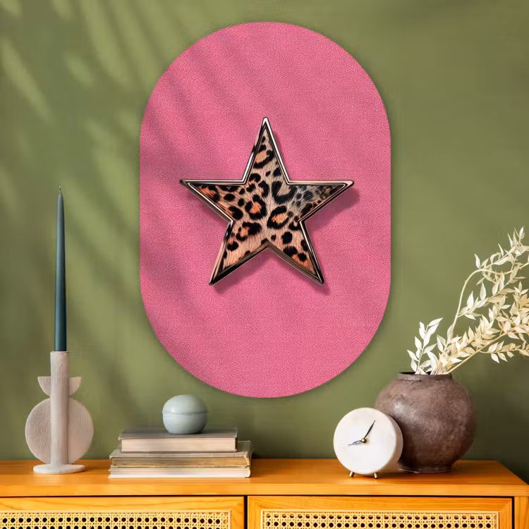 Murale ovale - Plexiglas - Étoile - Léopard - Imprimé - Rose — 2