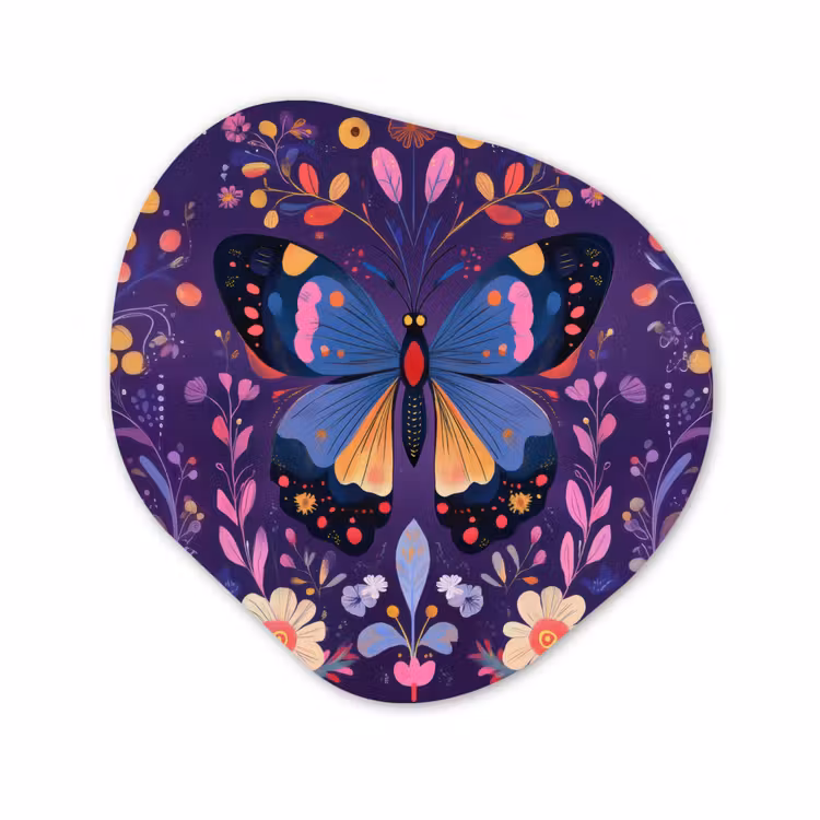 Forme organique - Forex - Orné - Fleurs - Papillon - Violet — 1