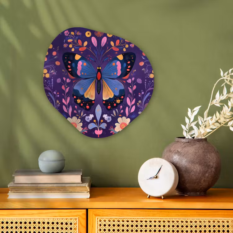 Forme organique - Forex - Orné - Fleurs - Papillon - Violet — 2