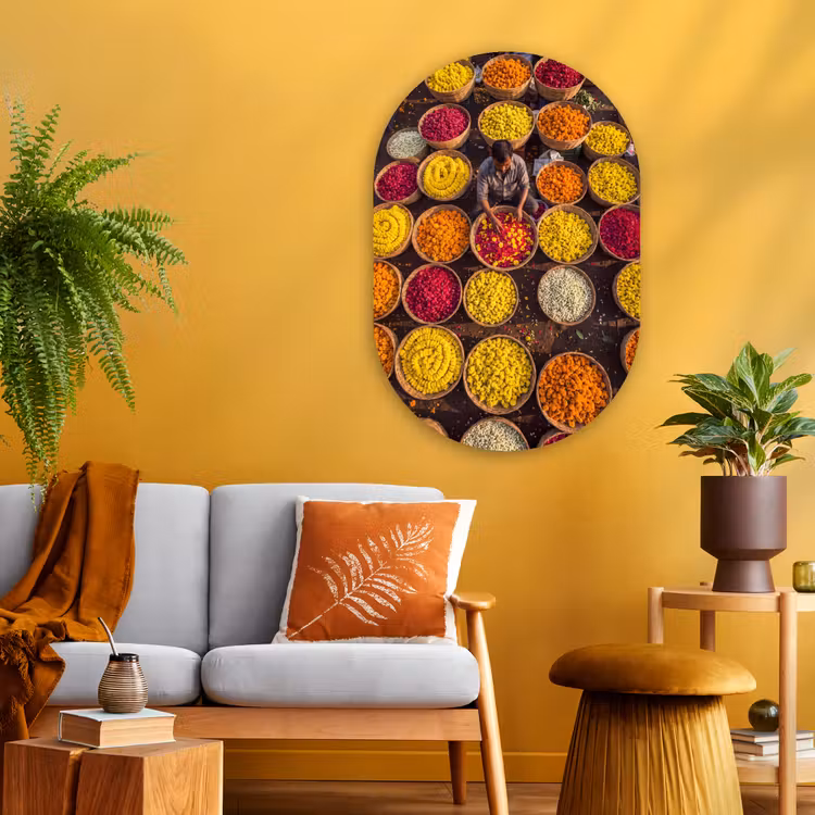 Murale ovale - Plexiglas - Fleurs - Marché - Coloré — 3