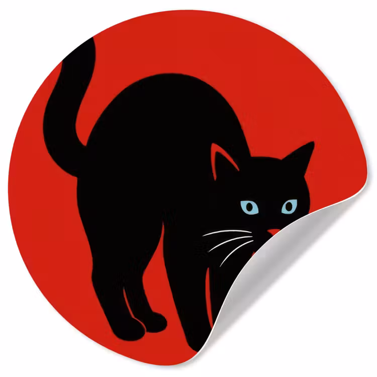 Papier peint rond - Chat - Noir - Queue — 1