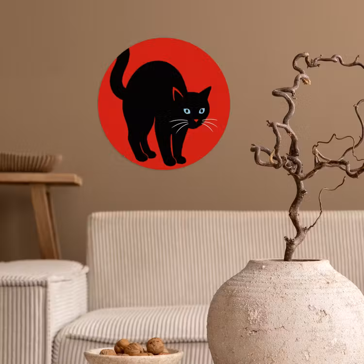 Papier peint rond - Chat - Noir - Queue — 2