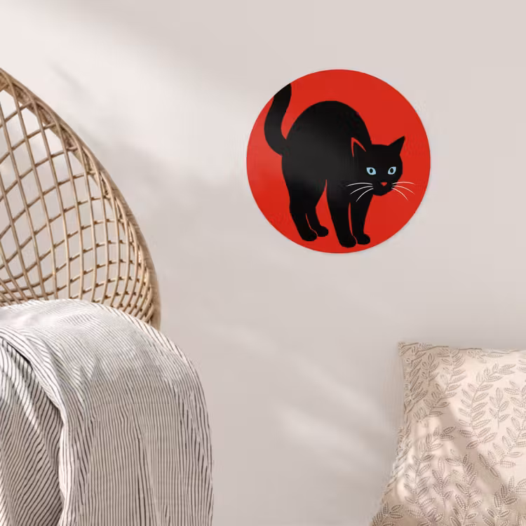 Papier peint rond - Chat - Noir - Queue — 5