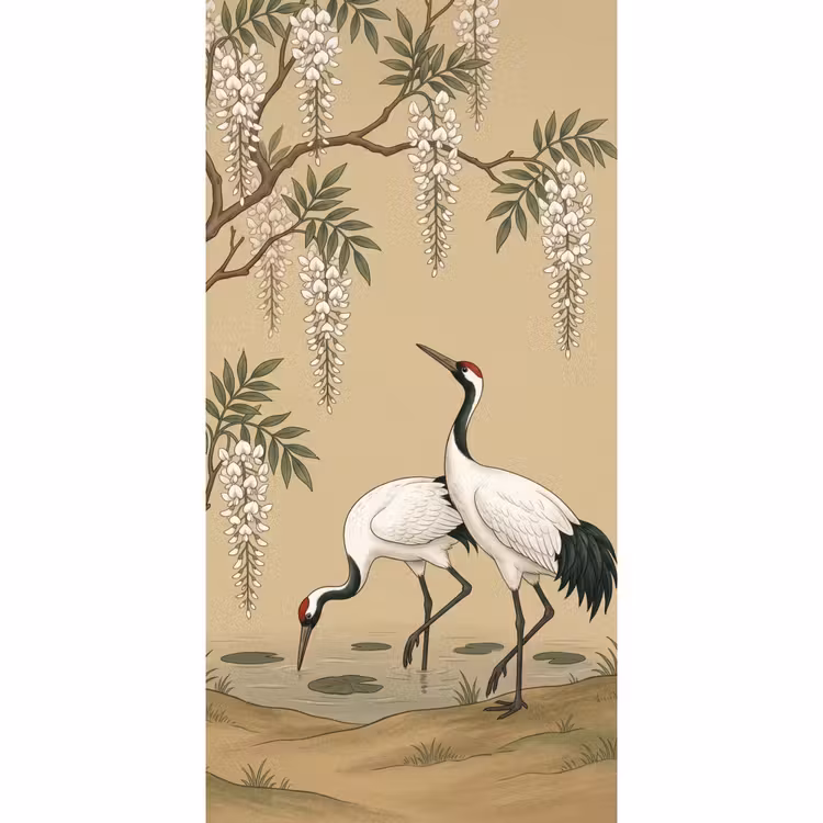 Papier peint - Grue - Eau - Beige — 2