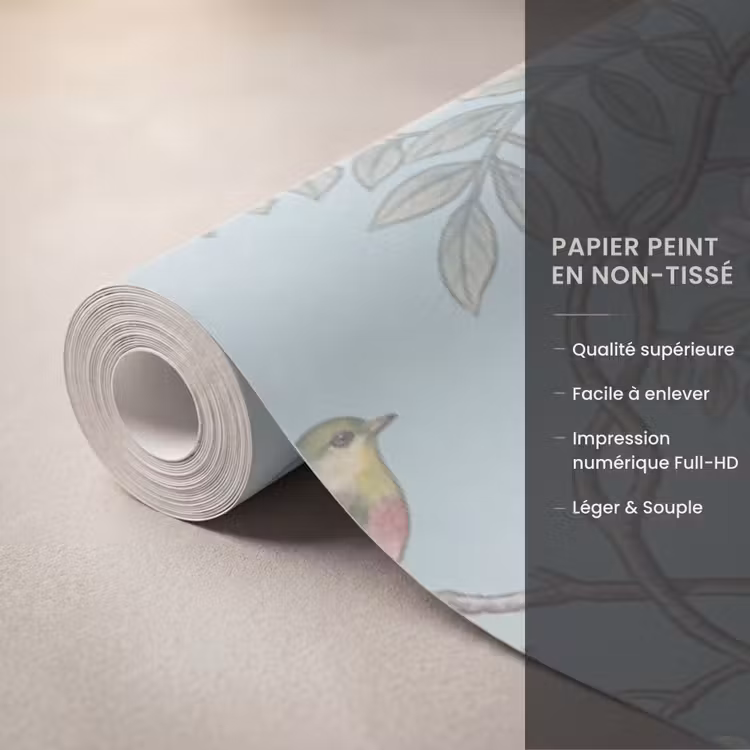 Papier peint - Oiseau - Fleurs - Coloré — 3