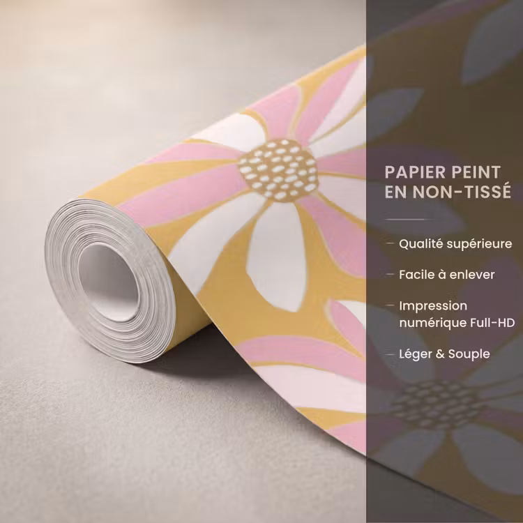 Papier peint - Fleurs - Moderne - Jaune — 3