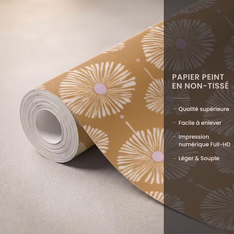Papier peint - Fleurs - Moderne - Ocre — 3