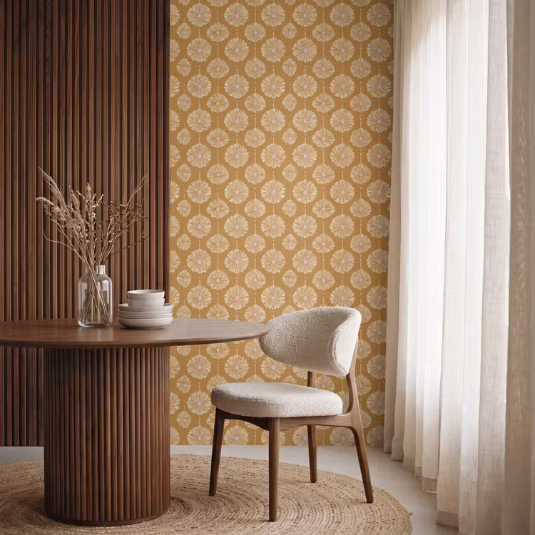 Papier peint - Fleurs - Moderne - Ocre — 4