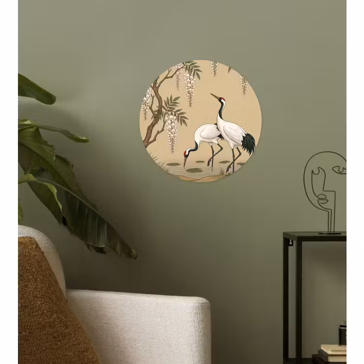 Papier peint rond - Grue - Eau - Beige — 3